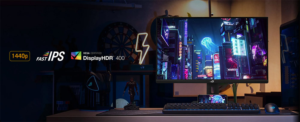 ASUS ROG Strix XG27ACMS 27″ 320Hz(OC) 0.3Ms HDMI DP G-Sync HDR400 WQHD Fast IPS Gaming Monitör