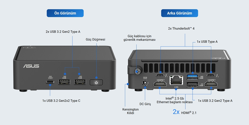 ASUS NUC15 Pro Tall Kit RNUC15CRHI300002 Core 3 100U Barebone FreeDOS Mini PC