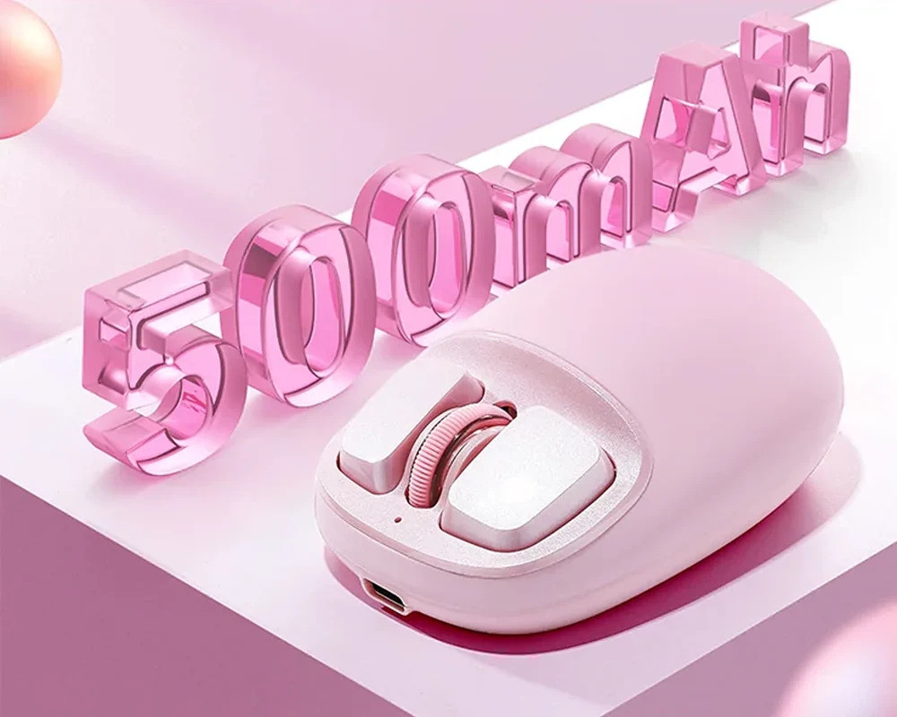 YUNZII C1 Silikon Pembe Kablosuz Mouse