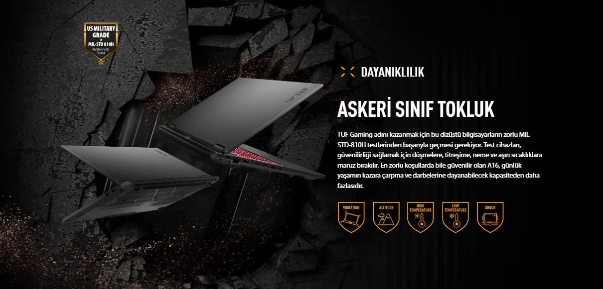 ASUS TUF Gaming A16 FA608UMI-TU166 Ryzen 7 260 16GB DDR5 512GB SSD RTX5060 8GB 16.0″ WUXGA 144Hz IPS FreeDOS Gaming Laptop