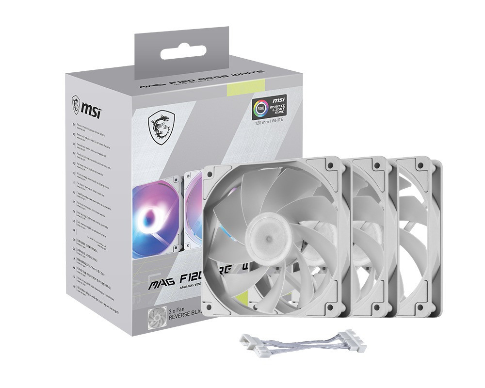 MSI MAG F120 ARGB WHITE-3RW 120mm ARGB Beyaz Kasa Fanı