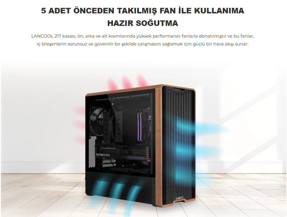 Lian Li Lancool 217 Beyaz E-ATX Mid-Tower Kasa