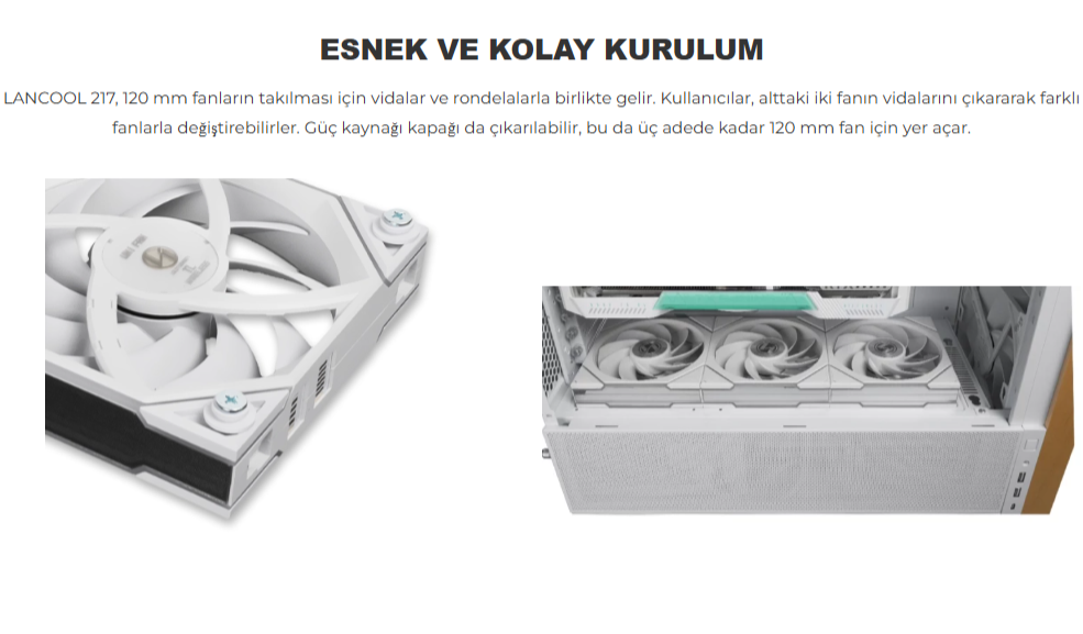 Lian Li Lancool 217 Beyaz E-ATX Mid-Tower Kasa