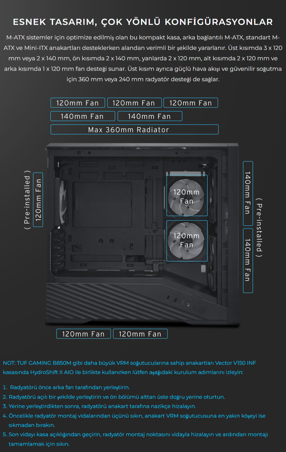 Lian Li Vector V150 INF Mid Tower mATX Kasa