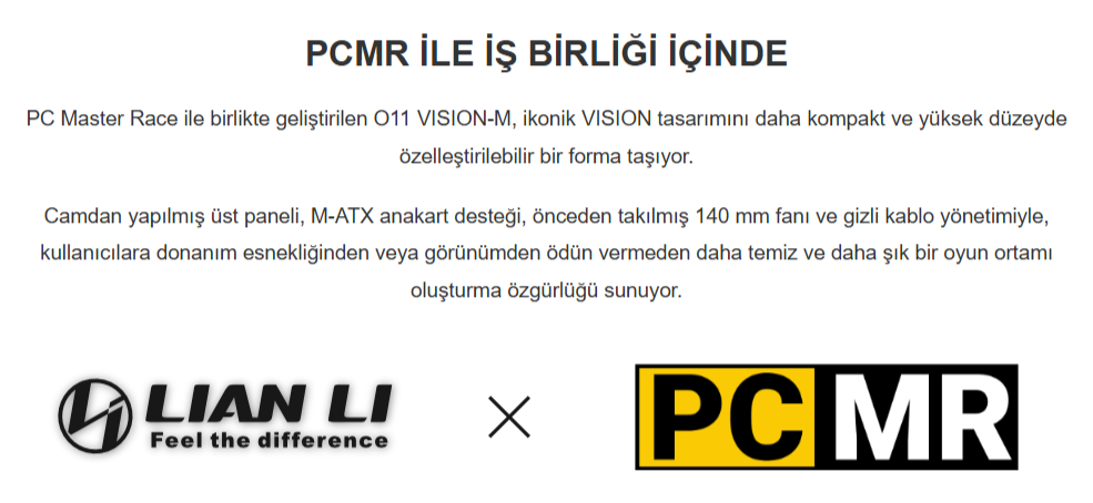 Lian Li O11 Vision M Siyah Mid Tower mATX Kasa