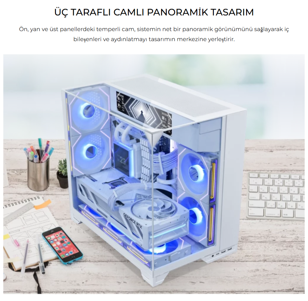 Lian Li O11 Vision M Siyah Mid Tower mATX Kasa