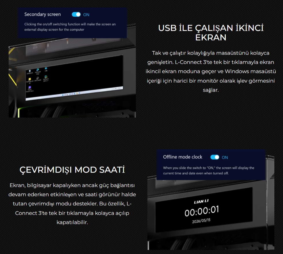 Lian Li O11 Vision M Siyah Mid Tower mATX Kasa