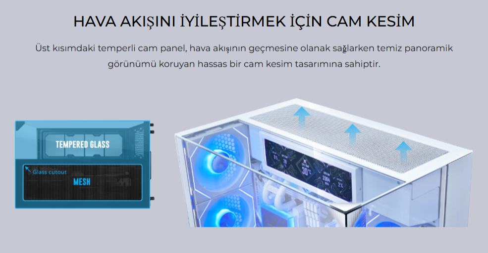 Lian Li O11 Vision M Siyah Mid Tower mATX Kasa