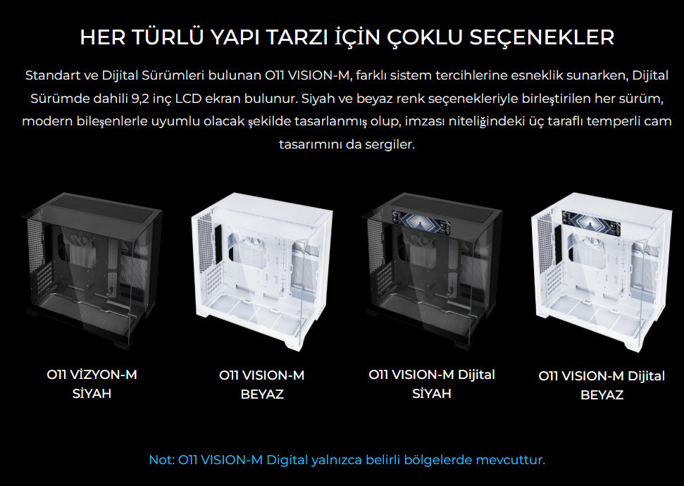Lian Li O11 Vision M Siyah Mid Tower mATX Kasa