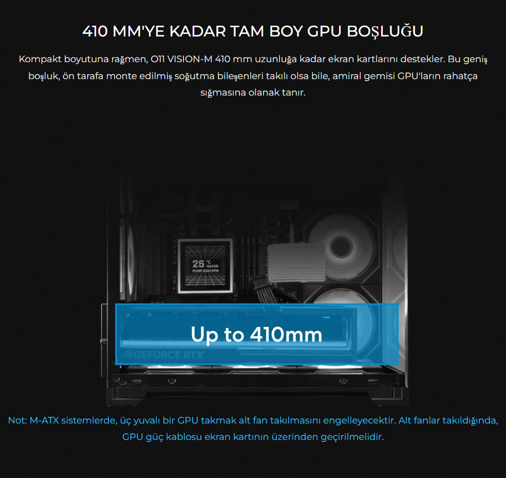 Lian Li O11 Vision M Siyah Mid Tower mATX Kasa