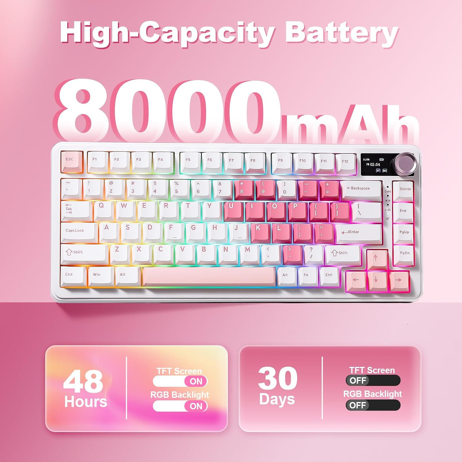 YUNZII B75 Pro Max V2 Mekanik Klavye Beyaz - Cocoa Cream V2 Switch