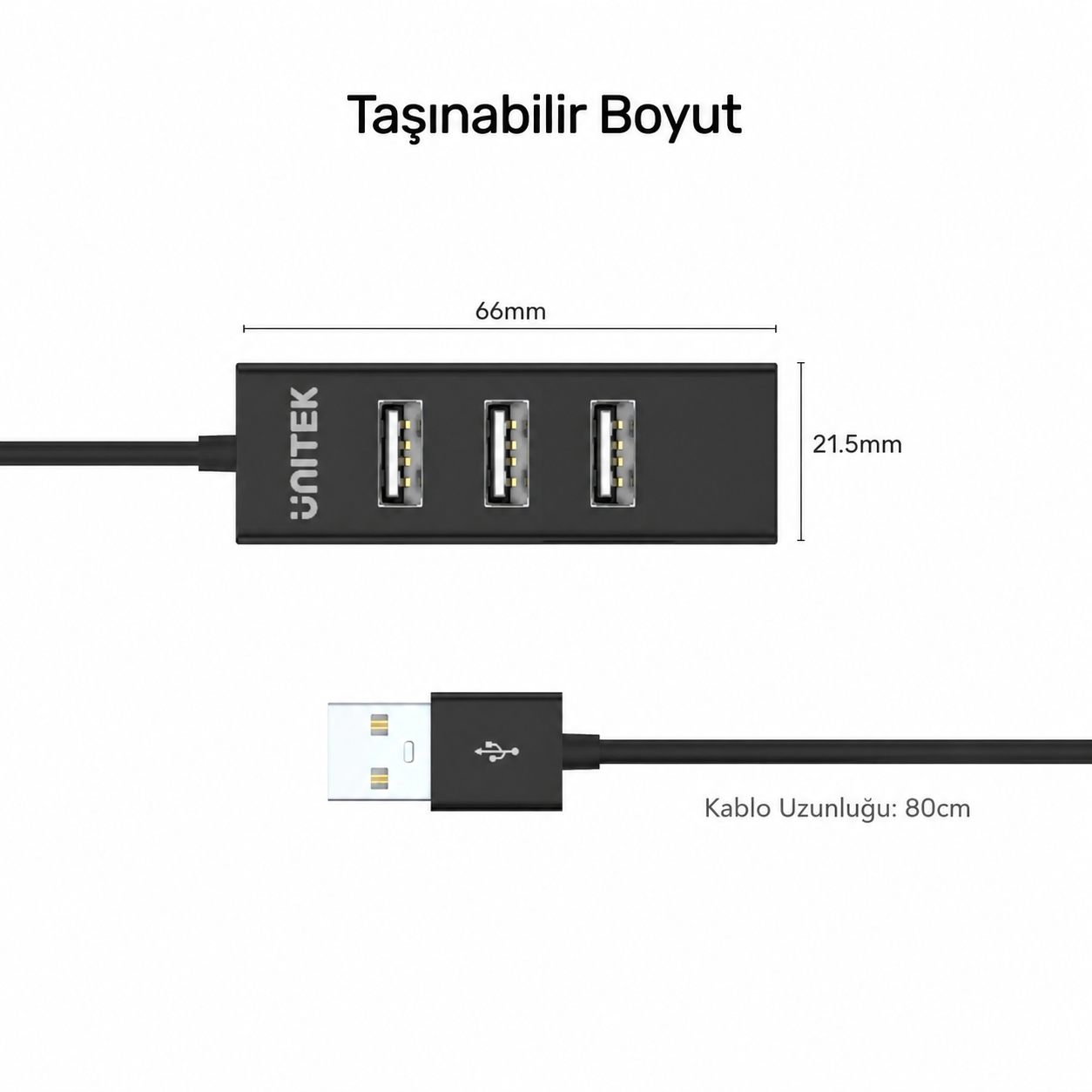 Unitek Type-A to 4 USB 2.0 Port USB Hub 80CM Çoklayıcı Kablo (Y-2140)
