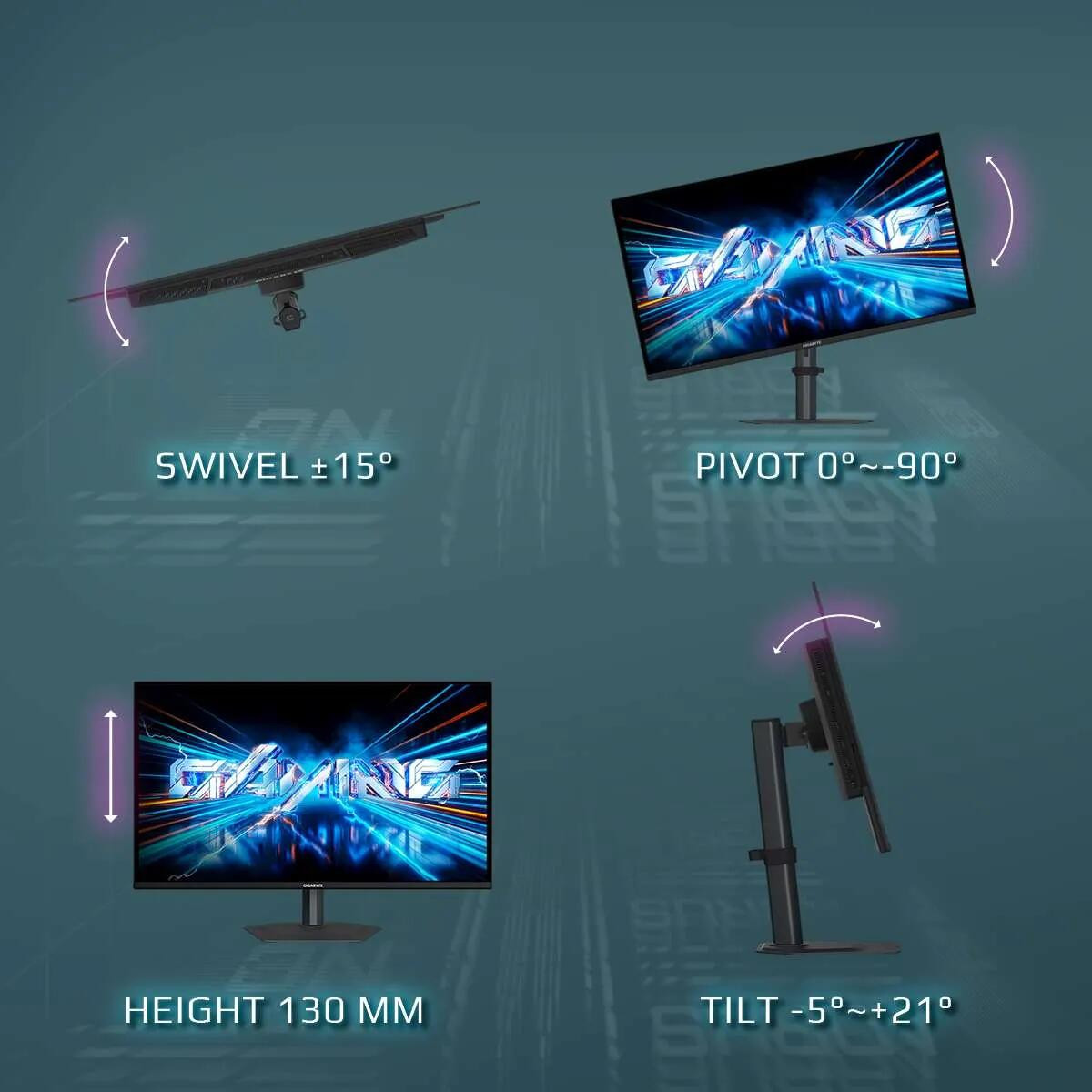GIGABYTE GO27Q24A 27″ 240Hz 0.03ms 2K Adaptive-Sync HDR10 QHD QD-OLED Pivot Gaming (Oyuncu) Monitör