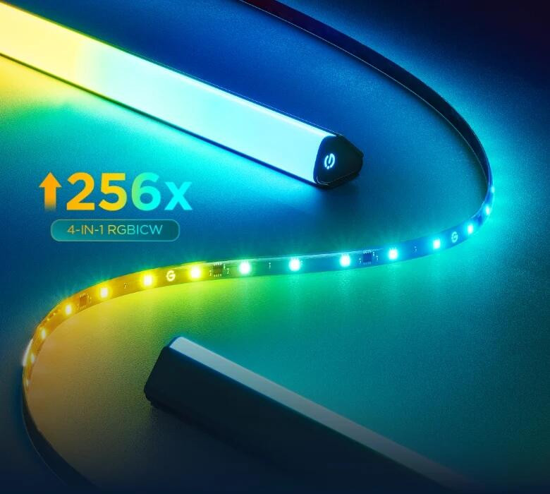 Govee Tv Arkası Led Şerit Aydınlatma + 2`li Aydınlatma Bar + Tv ile Renk Senkronizasyon 55-65 inç Tüm Tv`ler Uyumludur -H605A311