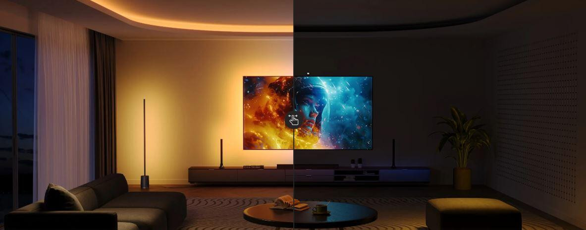 Govee Tv Arkası Led Şerit Aydınlatma + 2`li Aydınlatma Bar + Tv ile Renk Senkronizasyon 55-65 inç Tüm Tv`ler Uyumludur -H605A311