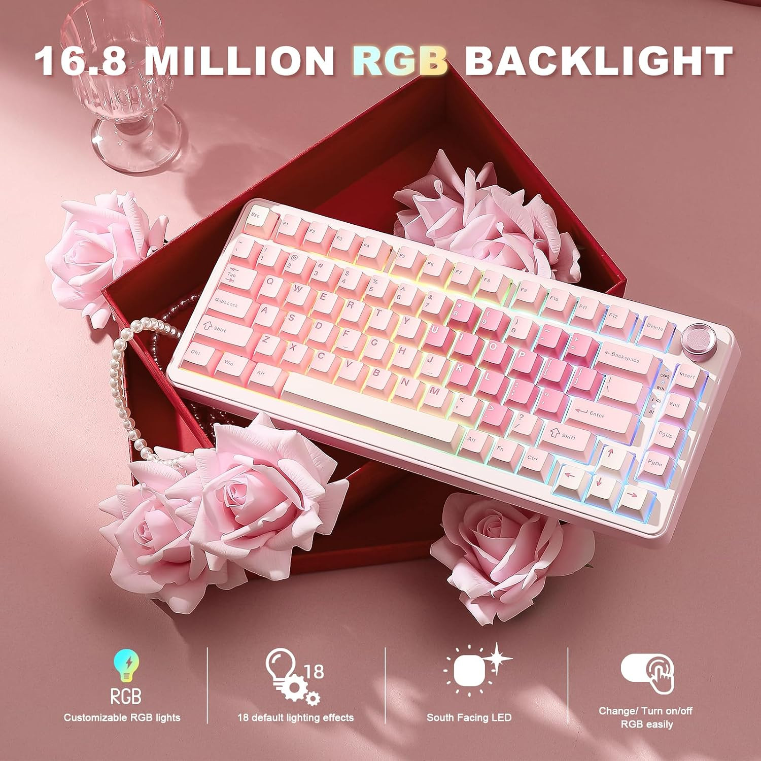 YUNZII B75 Pro Mekanik Klavye Pembe Milk Switch
