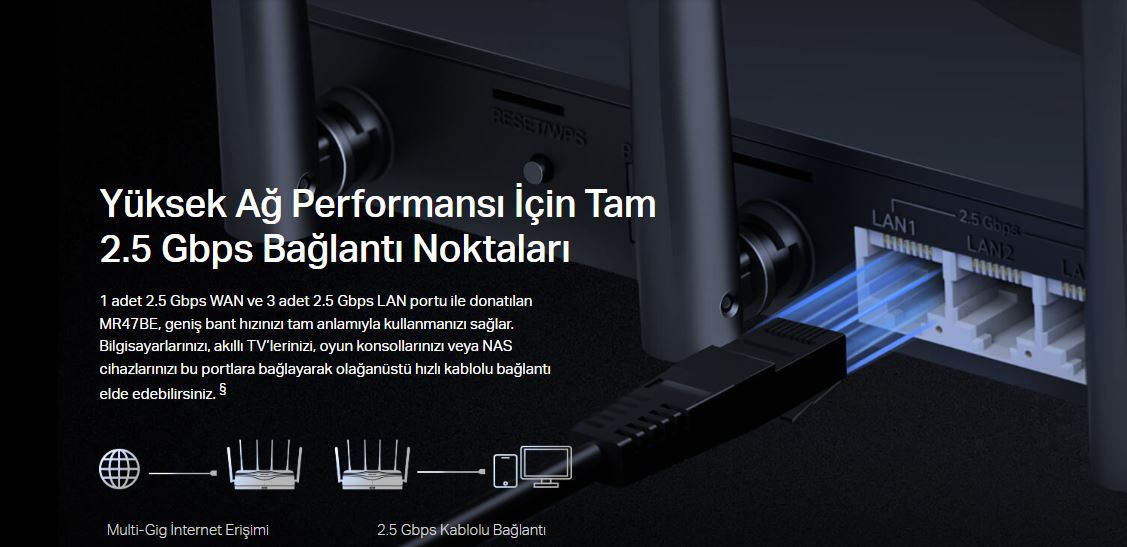 Mercusys MR47BE BE9300 9300 Mbps WiFi 7 Tri-Band 4 Port Router