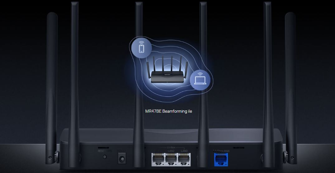 Mercusys MR47BE BE9300 9300 Mbps WiFi 7 Tri-Band 4 Port Router