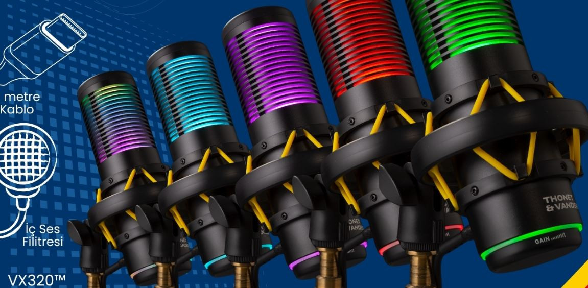 Thonet & Vander VX320 Yayıncı Mikrofonu Dokunmatik Rgb LED Titreşim Önleme Çok Yönlü Kardioid
