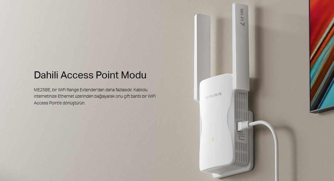 Mercusys ME25BE BE3600 3600 Mbps WiFi 7 Dual-Band Menzil Genişletici