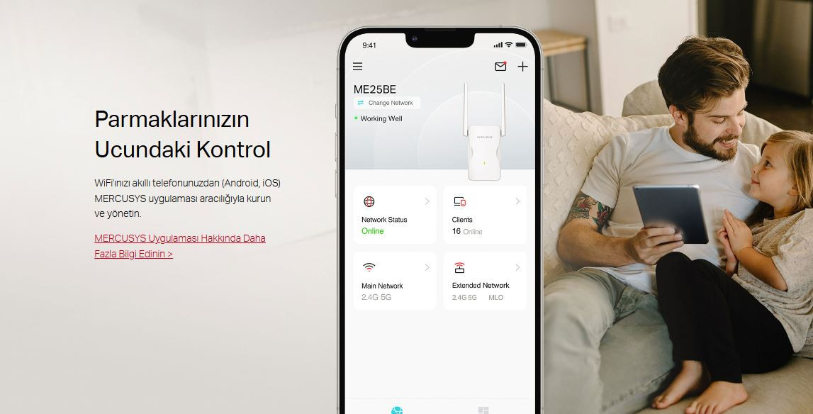 Mercusys ME25BE BE3600 3600 Mbps WiFi 7 Dual-Band Menzil Genişletici