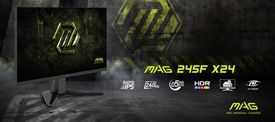 MSI MAG 245F X24 24″ 240Hz 0.5ms FreeSync HDR Ready FHD Rapid IPS Gaming Monitör