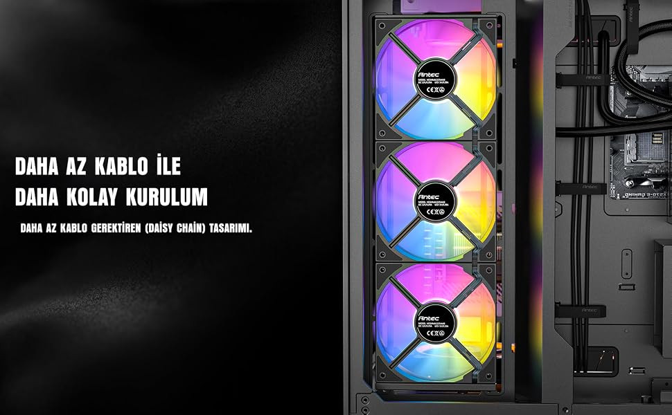 Antec C120 ARGB 120mm 1500 RPM PWM Beyaz Kasa Fanı 3`lü Paket