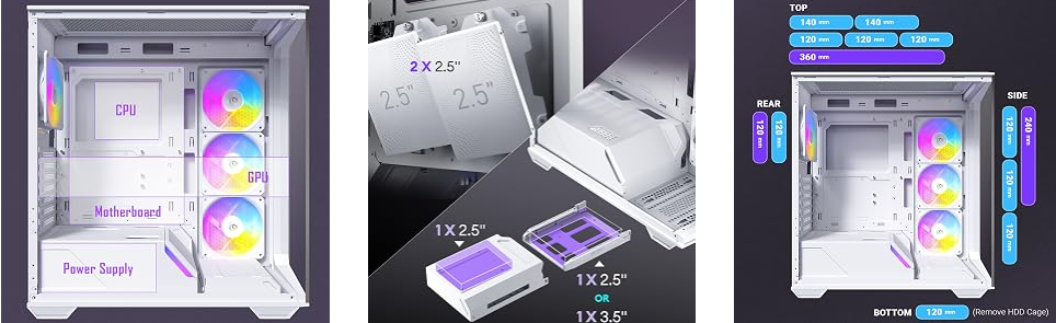 Antec C3 ARGB White 4x120mm ARGB Fan Temperli Cam USB Type-C Beyaz Mid Tower Gaming (Oyuncu) Kasa