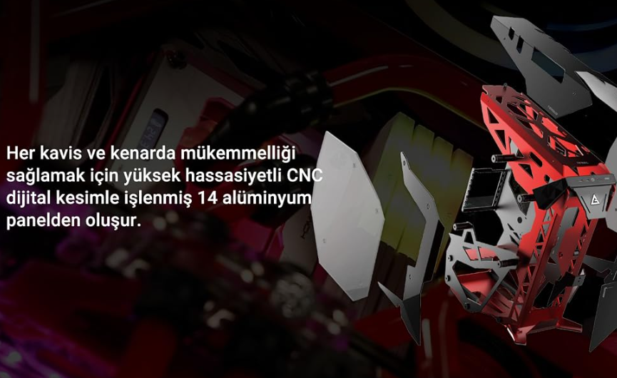 Antec Torque Temperli Cam USB Type-C E-ATX Kırmızı/Gri Mid Tower Open-Air Gaming (Oyuncu) Kasa
