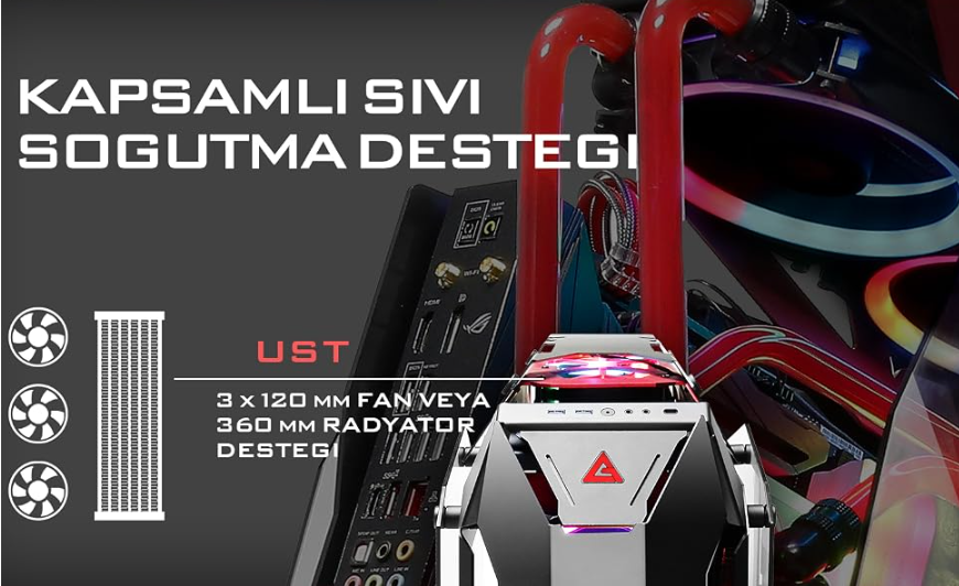 Antec Torque Temperli Cam USB Type-C E-ATX Kırmızı/Gri Mid Tower Open-Air Gaming (Oyuncu) Kasa