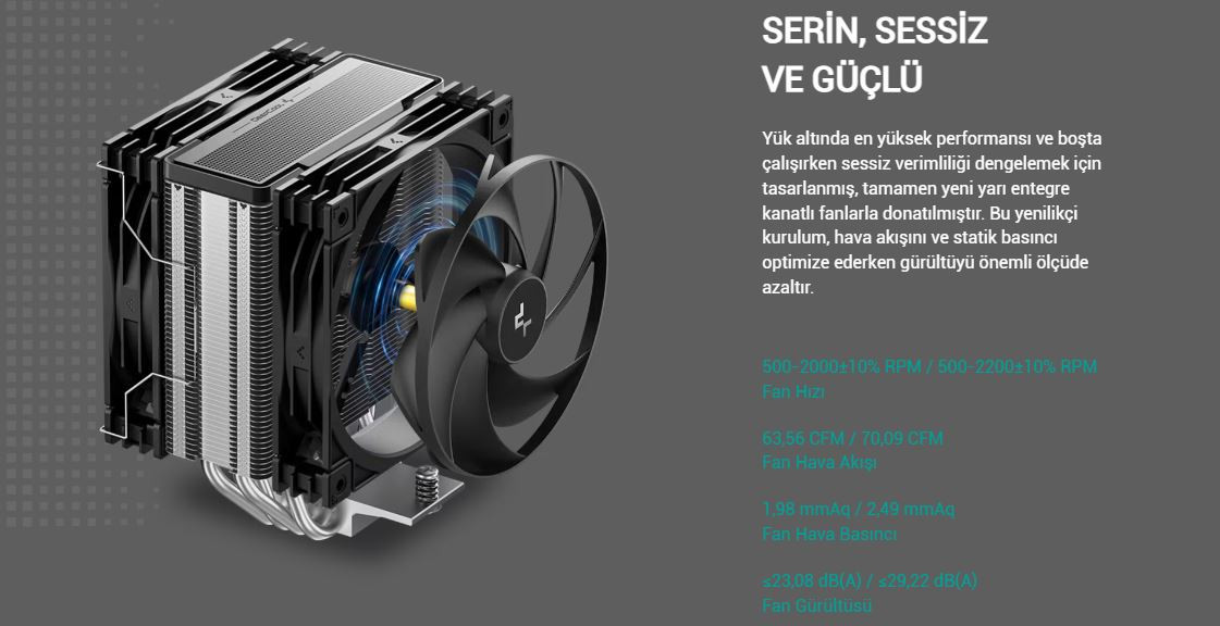 DeepCool AG400-G2-PLUS 2x120mm Kule Tipi Siyah İşlemci Soğutucu