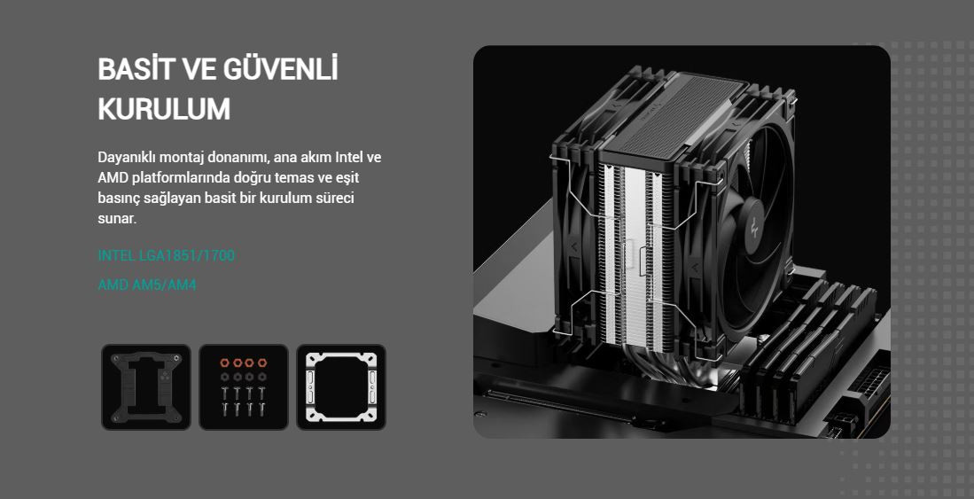 DeepCool AG400-G2-PLUS 2x120mm Kule Tipi Siyah İşlemci Soğutucu