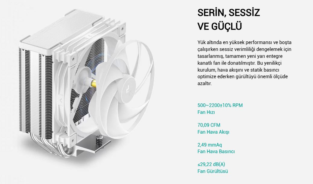 DeepCool AG400-G2-WH 120mm Kule Tipi Beyaz İşlemci Soğutucu