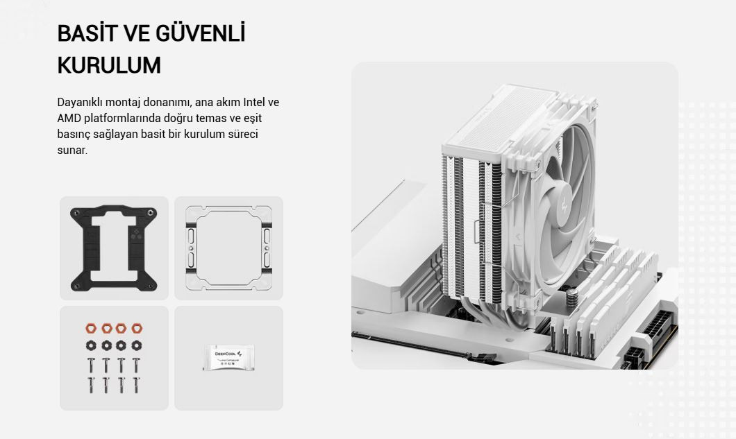 DeepCool AG400-G2-WH 120mm Kule Tipi Beyaz İşlemci Soğutucu