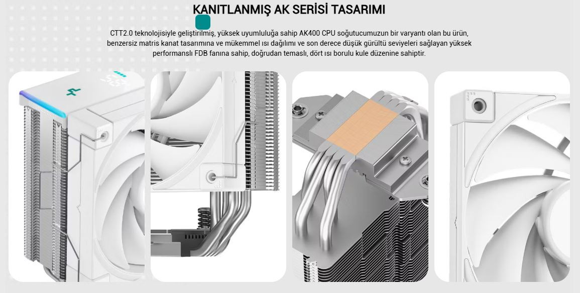DeepCool AK400 DIGITAL SE WH 120mm Kule Tipi Beyaz İşlemci Soğutucu