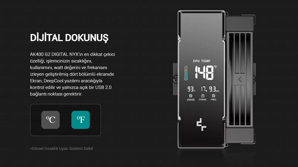 DeepCool AK400 G2 DIGITAL NYX 120mm Kule Tipi Siyah İşlemci Soğutucu