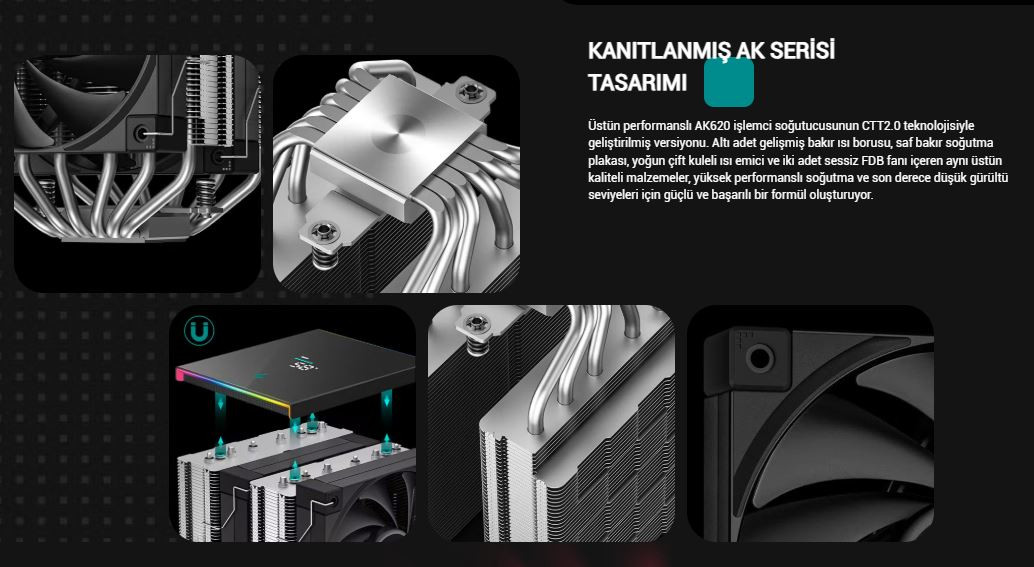 DeepCool AK620-DIGITAL-SE 2x120mm Kule Tipi Siyah İşlemci Soğutucu