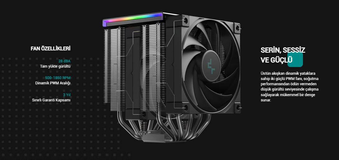DeepCool AK620-DIGITAL-SE 2x120mm Kule Tipi Siyah İşlemci Soğutucu