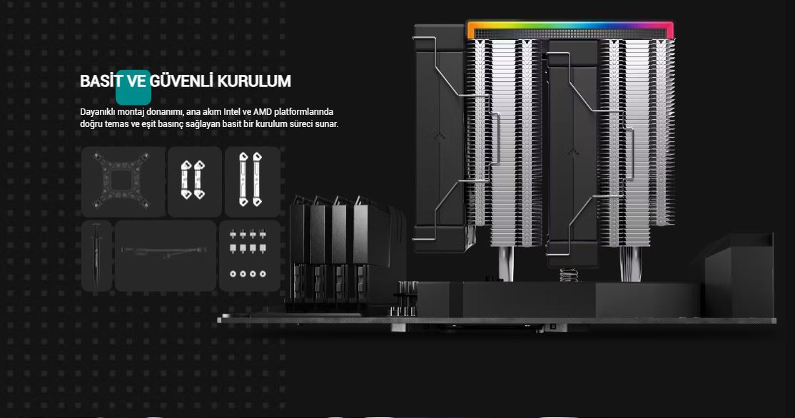 DeepCool AK620-DIGITAL-SE 2x120mm Kule Tipi Siyah İşlemci Soğutucu