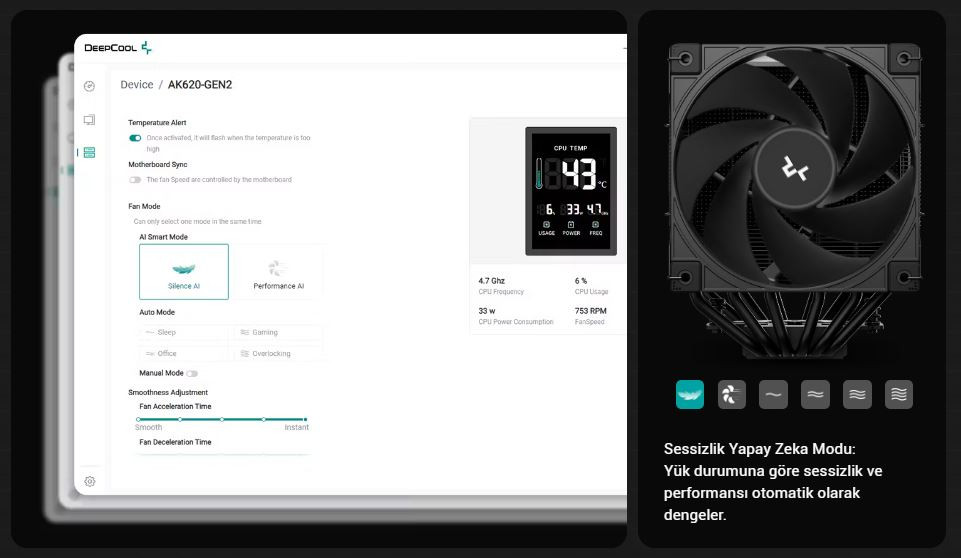 DeepCool AK620-G2-DIGITAL-NYX 2x120mm Kule Tipi Siyah İşlemci Soğutucu