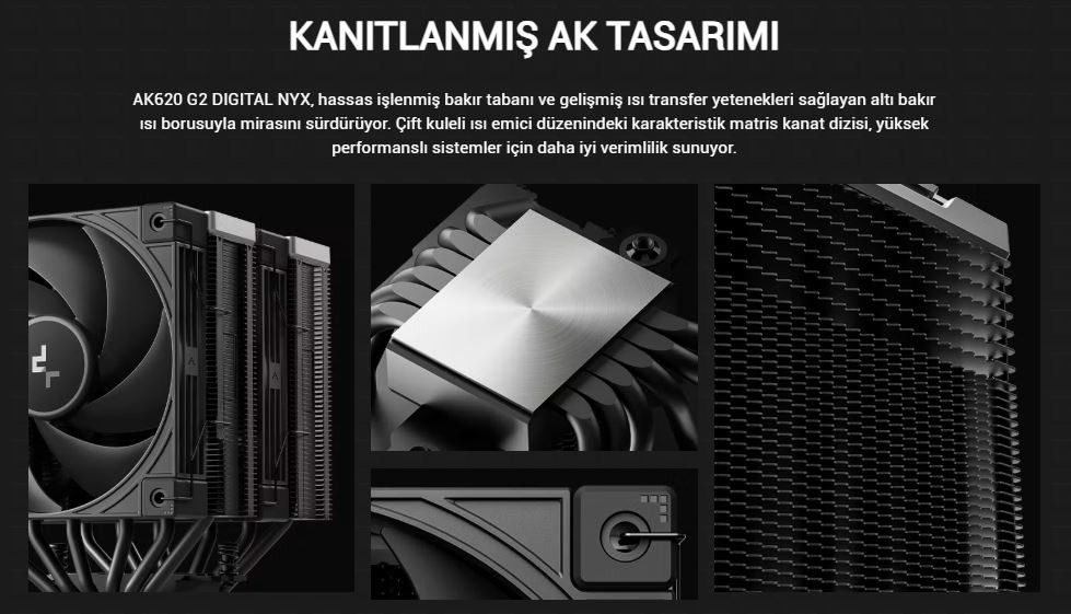 DeepCool AK620-G2-DIGITAL-NYX 2x120mm Kule Tipi Siyah İşlemci Soğutucu