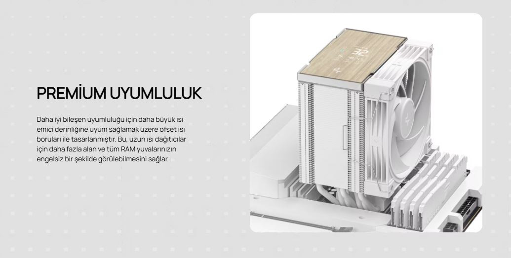 DeepCool AK700-DIGITAL-WH 1x120mm Kule Tipi Beyaz İşlemci Soğutucu