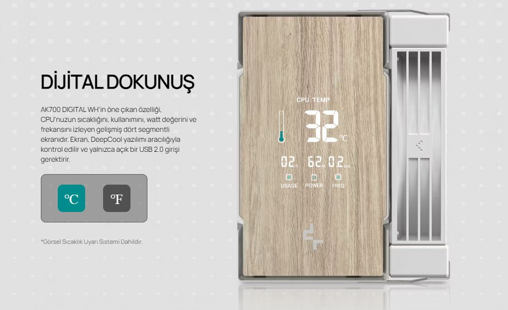 DeepCool AK700-DIGITAL-WH 1x120mm Kule Tipi Beyaz İşlemci Soğutucu