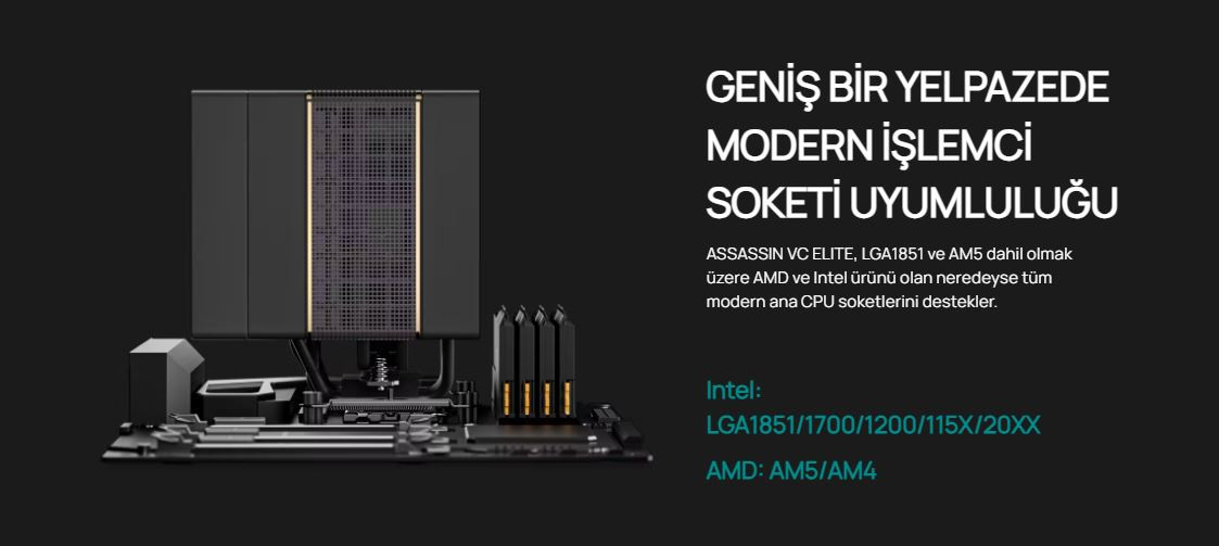 DeepCool ASSASSIN-VC-ELITE 120mm + 140mm Kule Tipi Siyah İşlemci Soğutucu