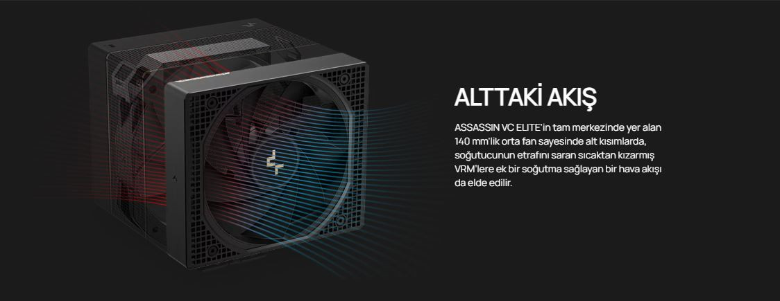 DeepCool ASSASSIN-VC-ELITE 120mm + 140mm Kule Tipi Siyah İşlemci Soğutucu