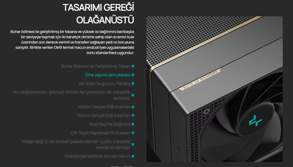 DeepCool ASSASSIN-VC-ELITE 120mm + 140mm Kule Tipi Siyah İşlemci Soğutucu