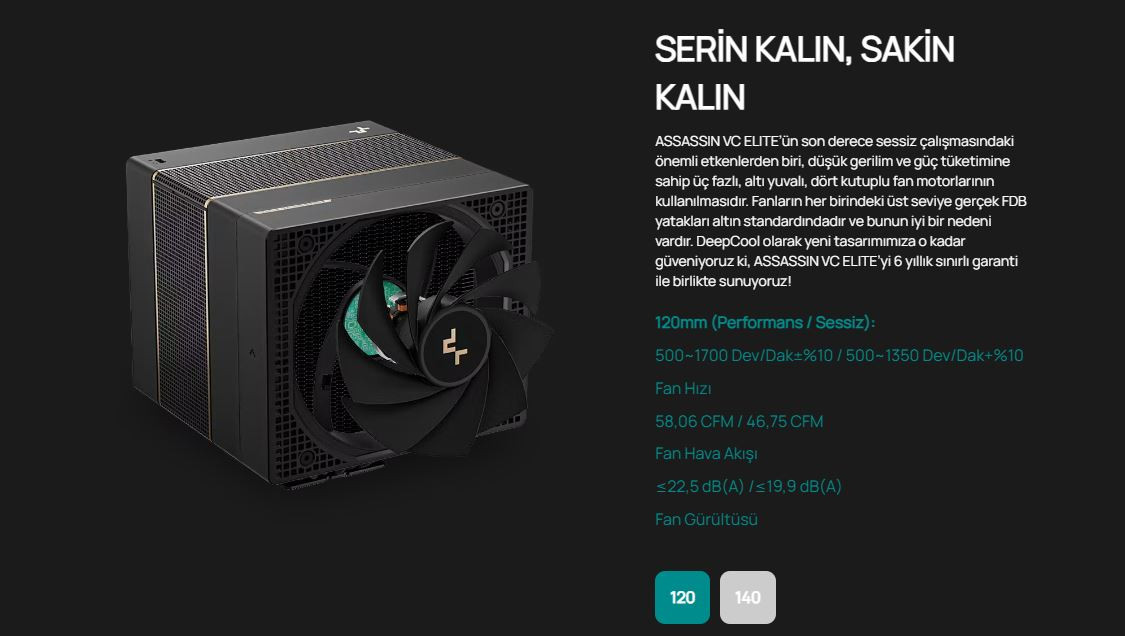 DeepCool ASSASSIN-VC-ELITE 120mm + 140mm Kule Tipi Siyah İşlemci Soğutucu