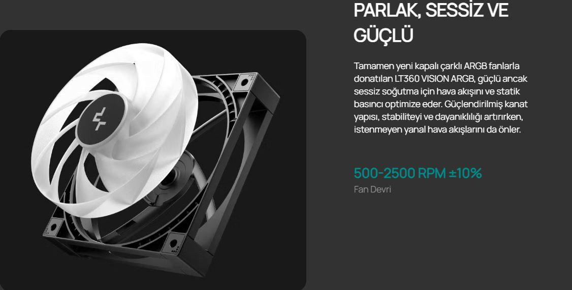Deepcool LT360-VISION-ARGB 360mm Siyah İşlemci Sıvı Soğutucu