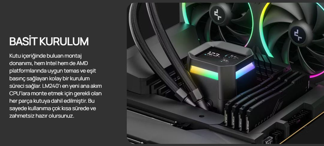 DeepCool LM240 240mm Siyah İşlemci Sıvı Soğutucu