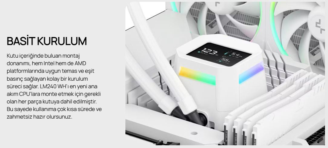 DeepCool LM240-WH 240mm Beyaz İşlemci Sıvı Soğutucu